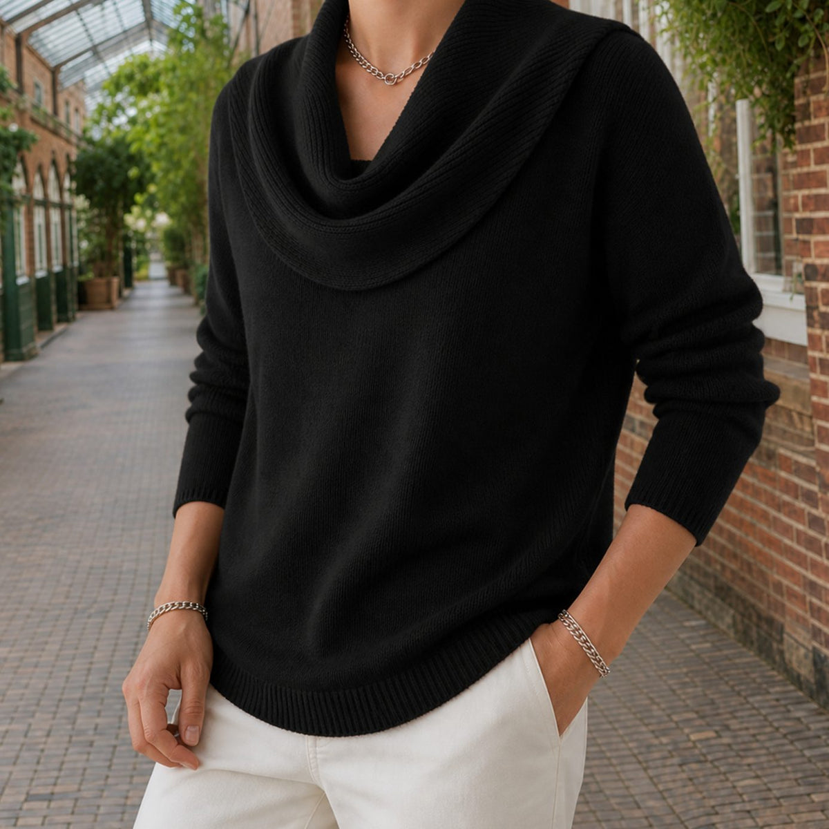 Women's Relaxed Cowl Neck Drop-Shoulder Jumper