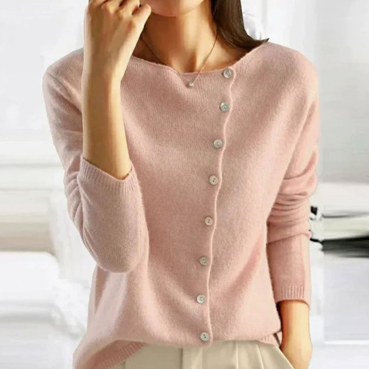 Women's Relaxed Fit Button-Front Cardigan Sweater