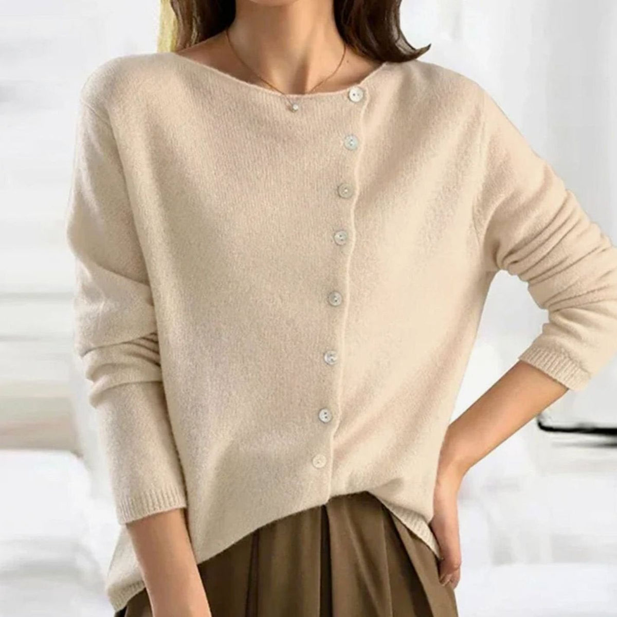 Women's Relaxed Fit Button-Front Cardigan Sweater