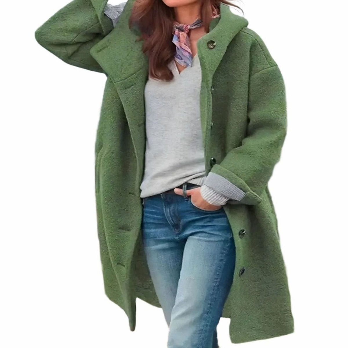 Women's Relaxed-Fit Button-Front Long Winter Coat