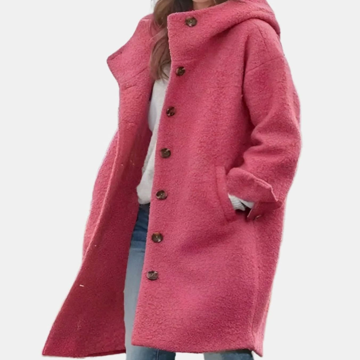 Women's Relaxed-Fit Button-Front Long Winter Coat