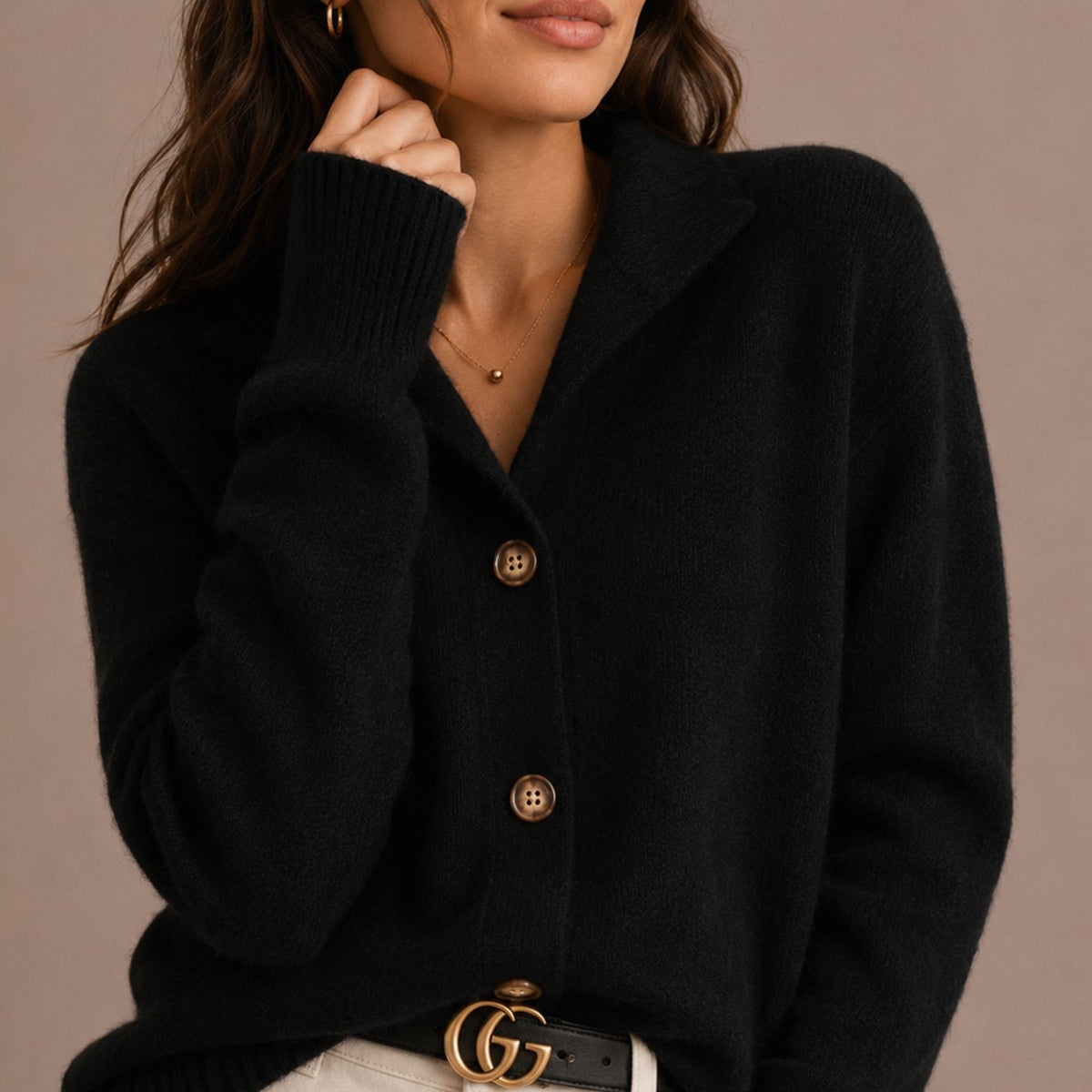 Women's Relaxed-Fit Collared Knit Button-Up Cardigan Sweater