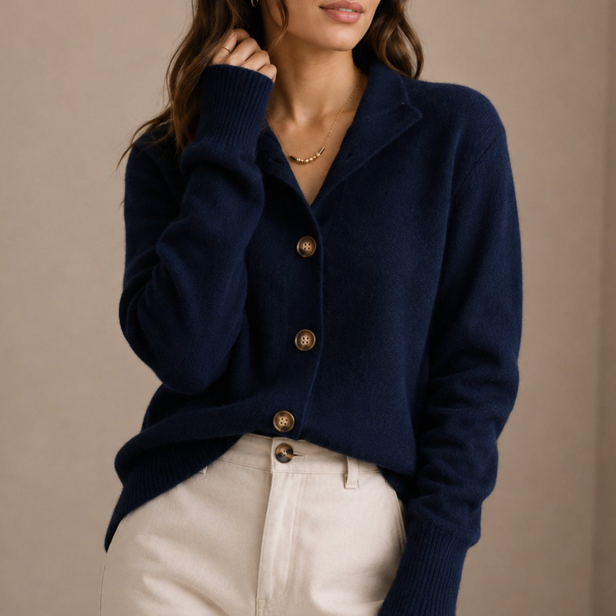 Women's Relaxed-Fit Collared Knit Button-Up Cardigan Sweater