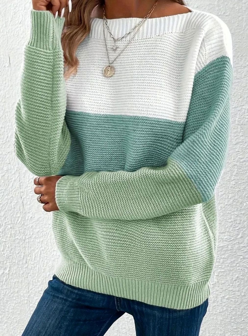 Women's Relaxed-Fit Color-Block Cashmere Turtleneck Sweater