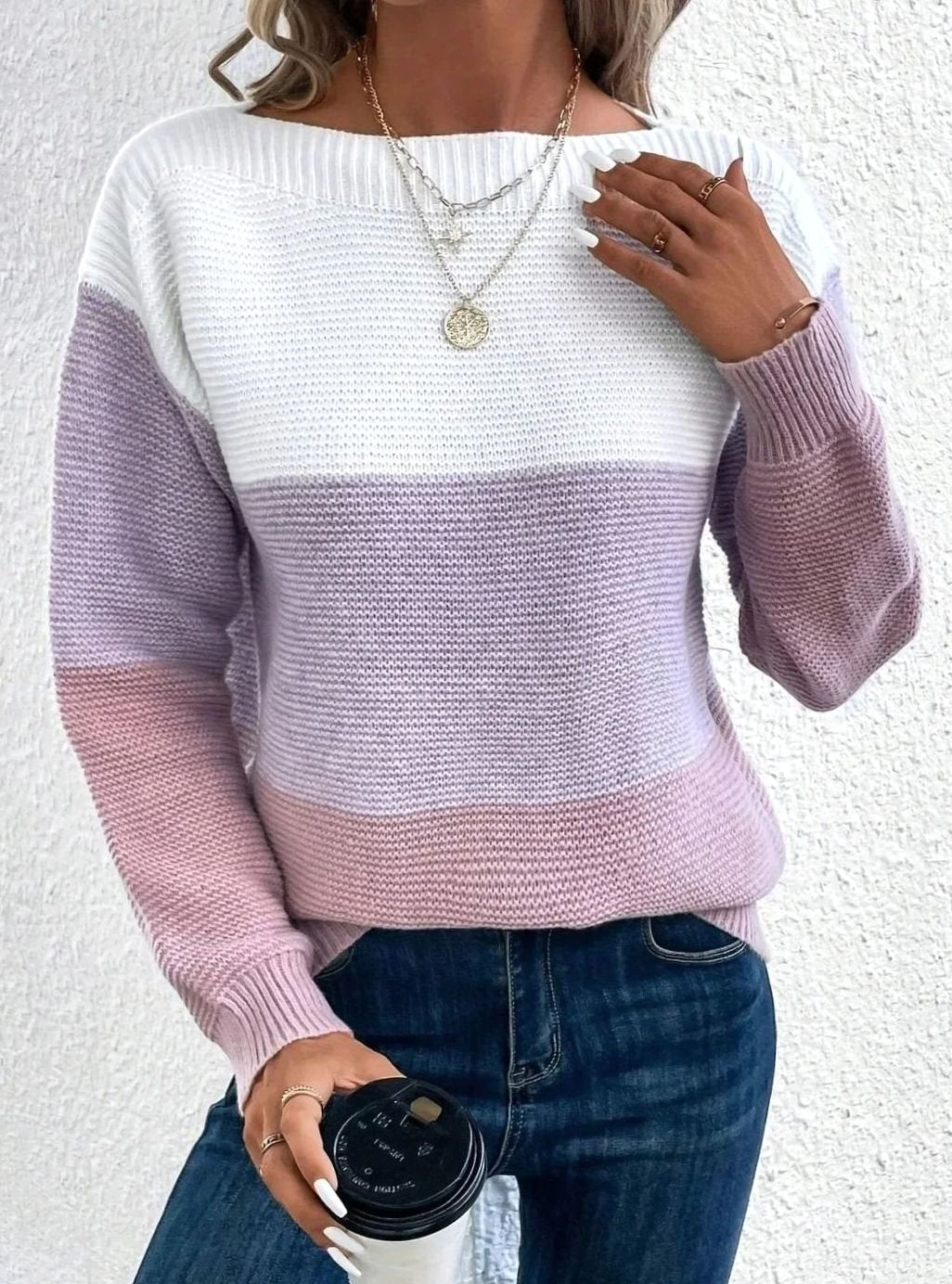 Women's Relaxed-Fit Color-Block Cashmere Turtleneck Sweater