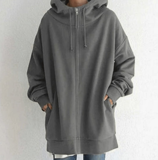 Women's Relaxed-Fit Full-Zip Longline Hoodie Sweatshirt