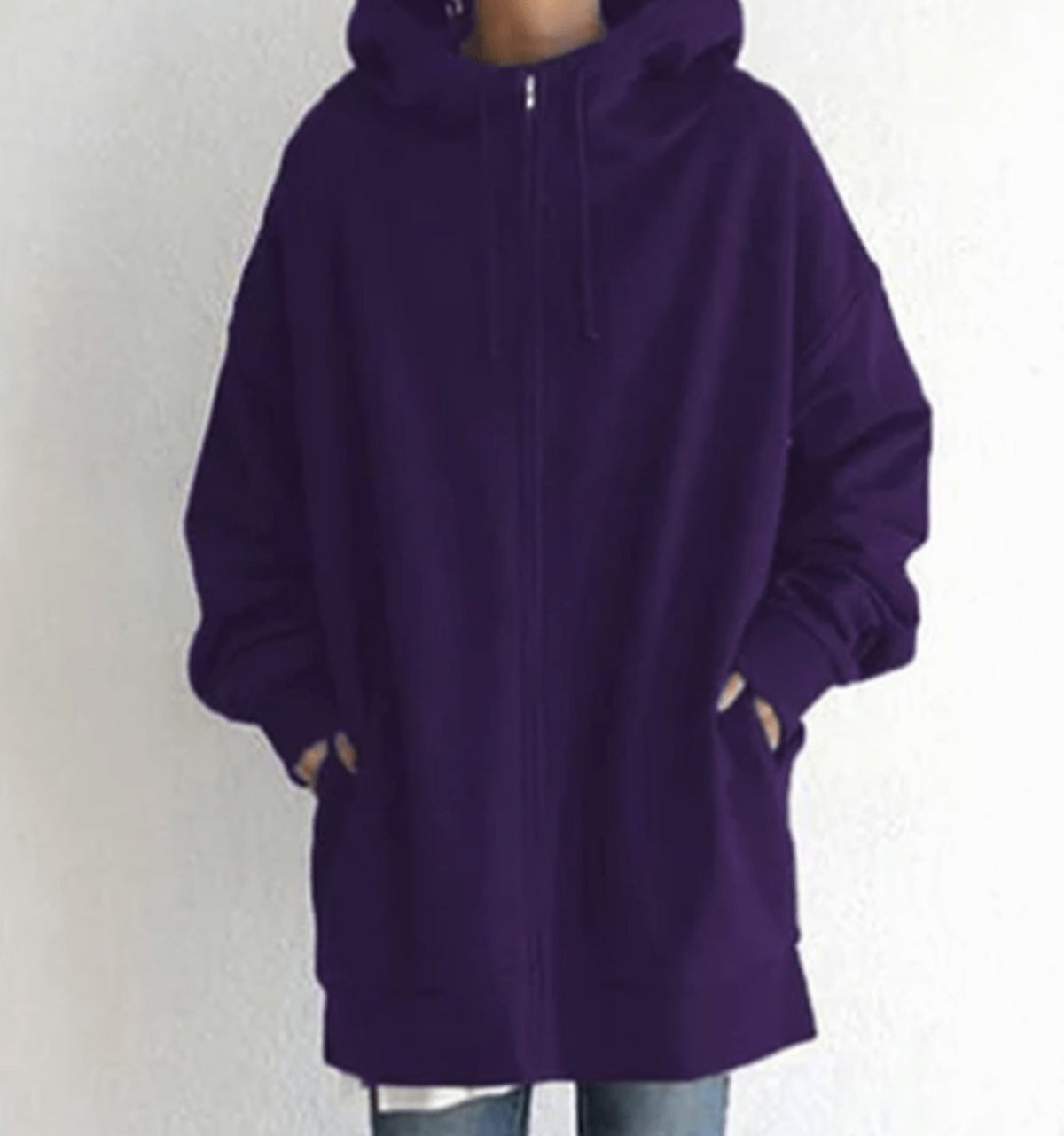 Women's Relaxed-Fit Full-Zip Longline Hoodie Sweatshirt