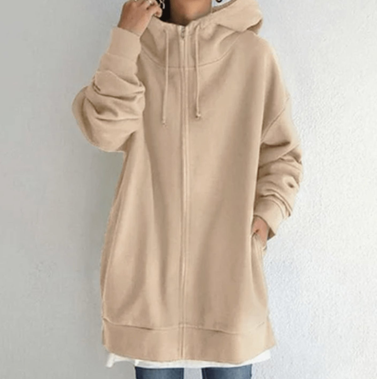 Women's Relaxed-Fit Full-Zip Longline Hoodie Sweatshirt