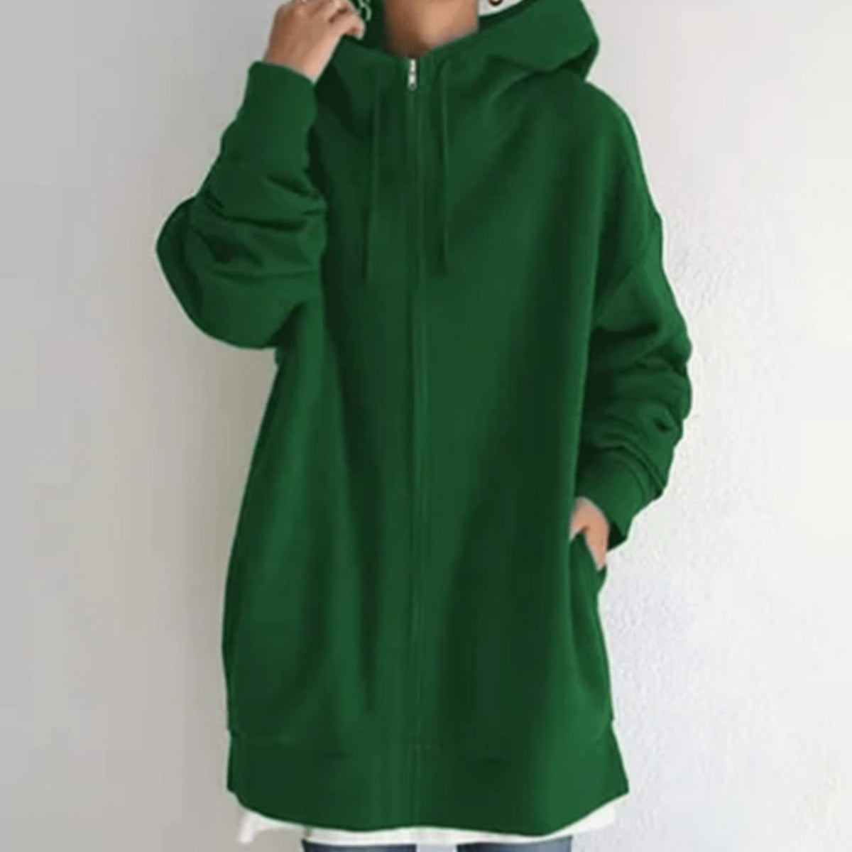 Women's Relaxed-Fit Full-Zip Longline Hoodie Sweatshirt