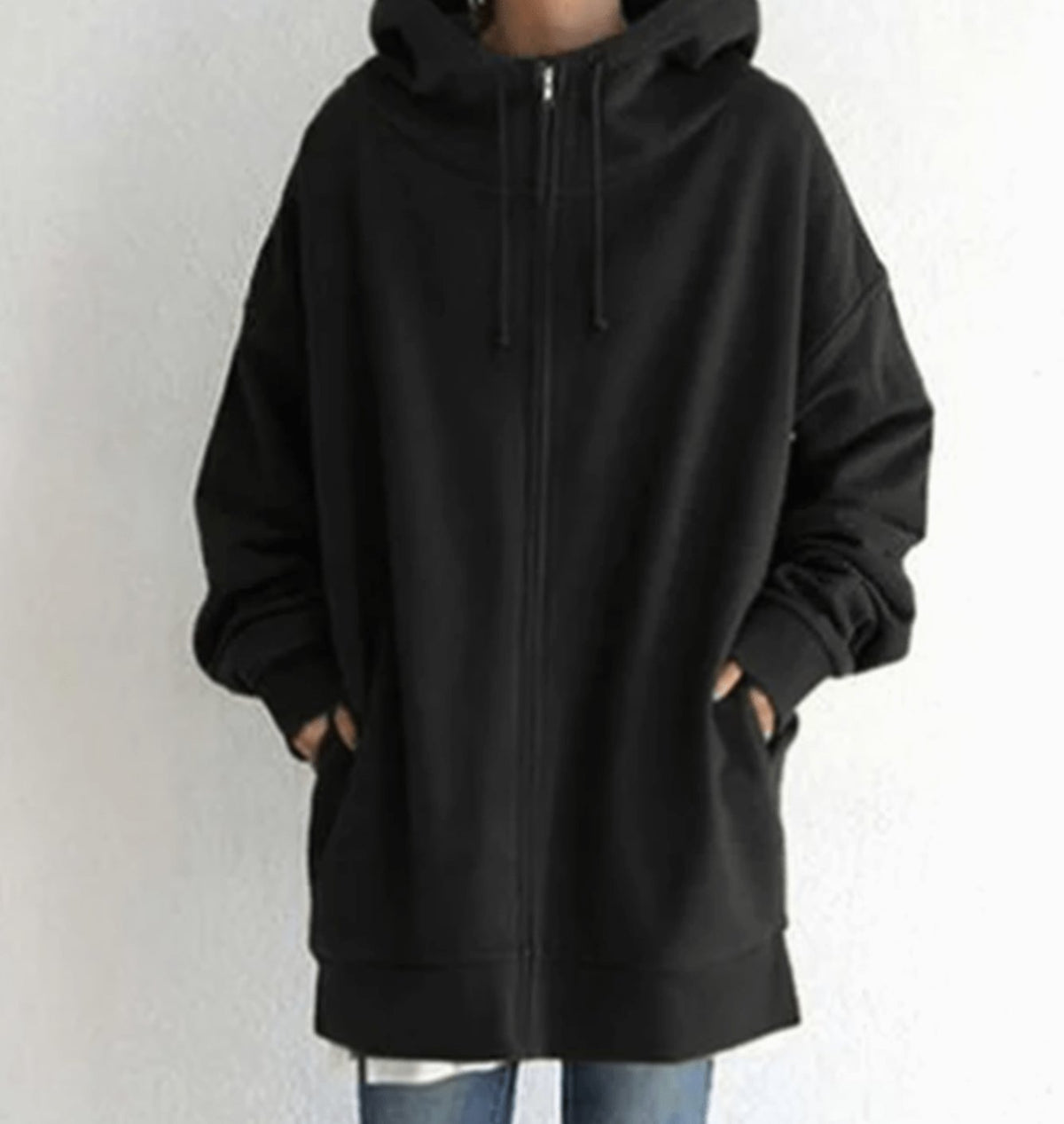 Women's Relaxed-Fit Full-Zip Longline Hoodie Sweatshirt