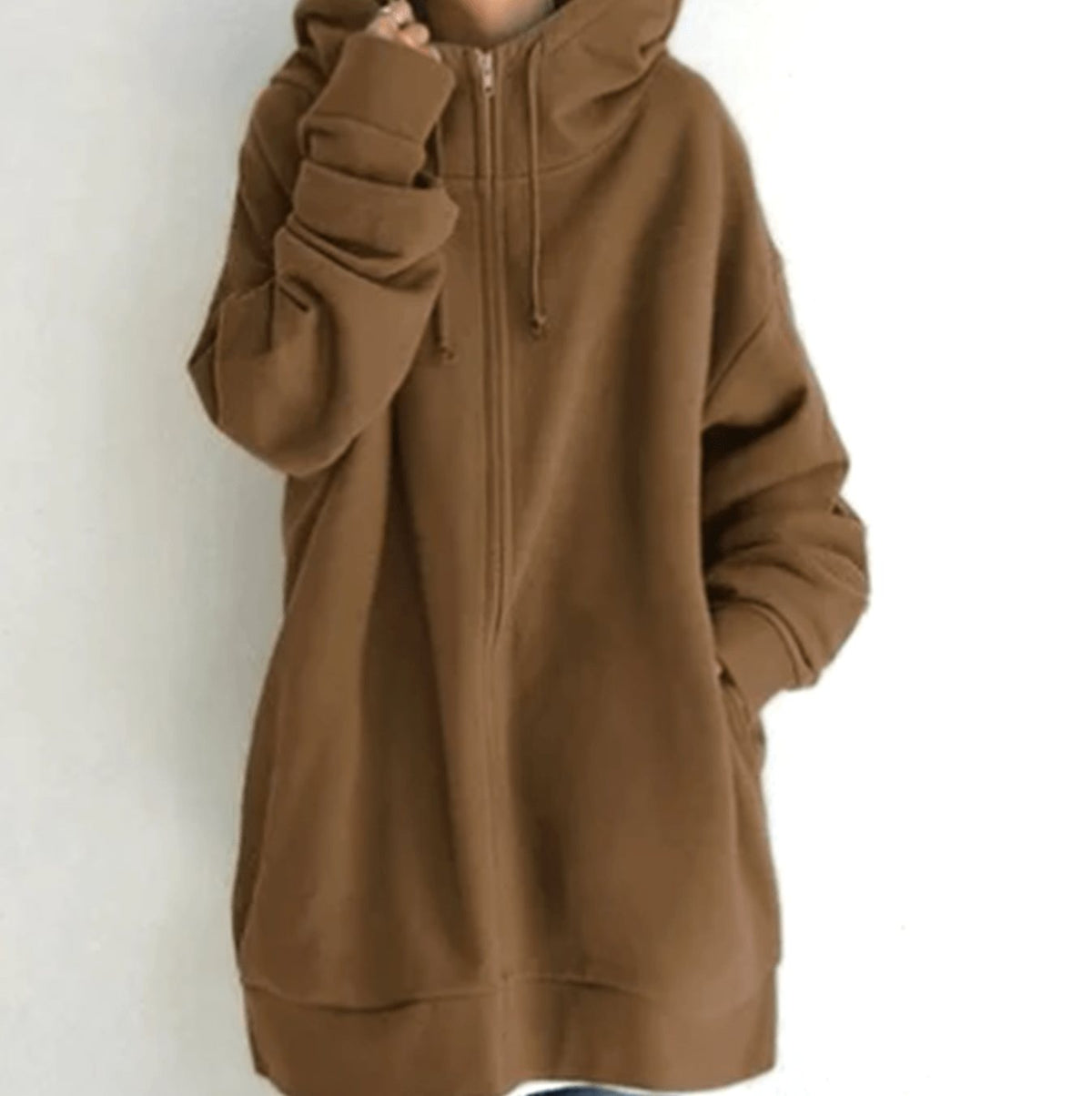 Women's Relaxed-Fit Full-Zip Longline Hoodie Sweatshirt