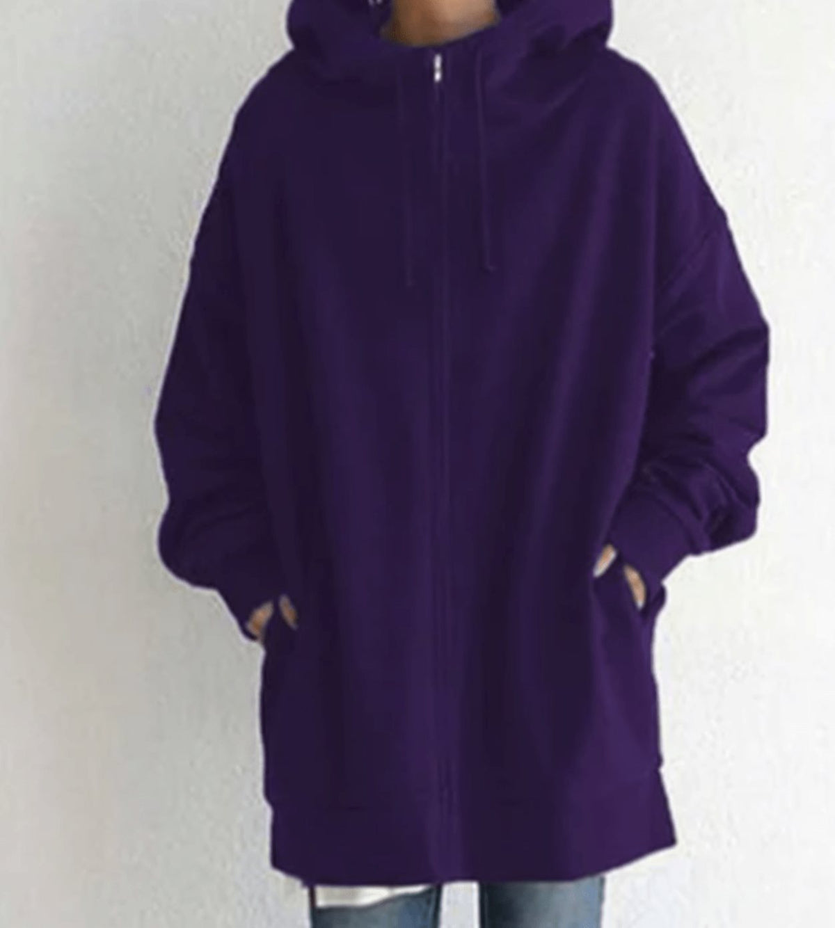 Women's Relaxed-Fit Full-Zip Longline Hoodie Sweatshirt