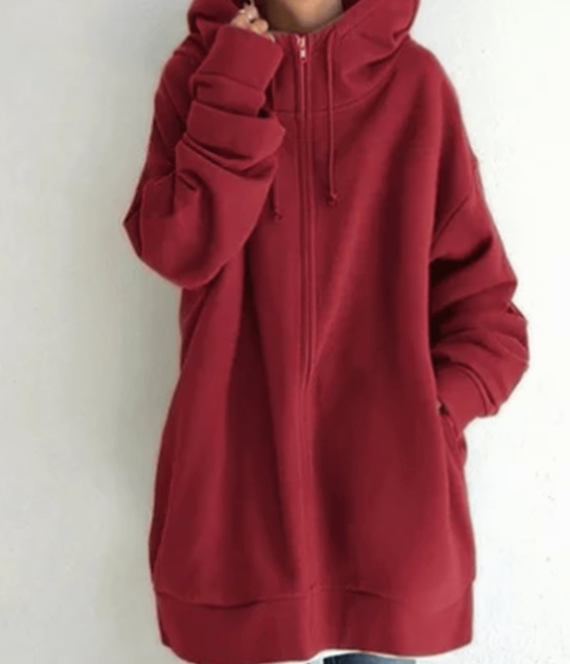 Women's Relaxed-Fit Full-Zip Longline Hoodie Sweatshirt