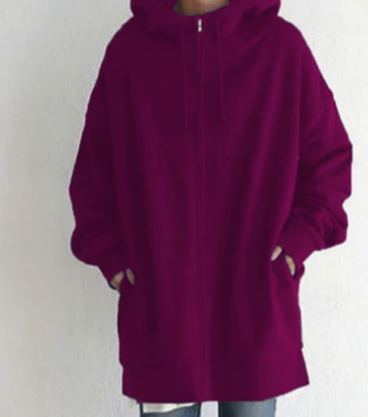 Women's Relaxed-Fit Full-Zip Longline Hoodie Sweatshirt
