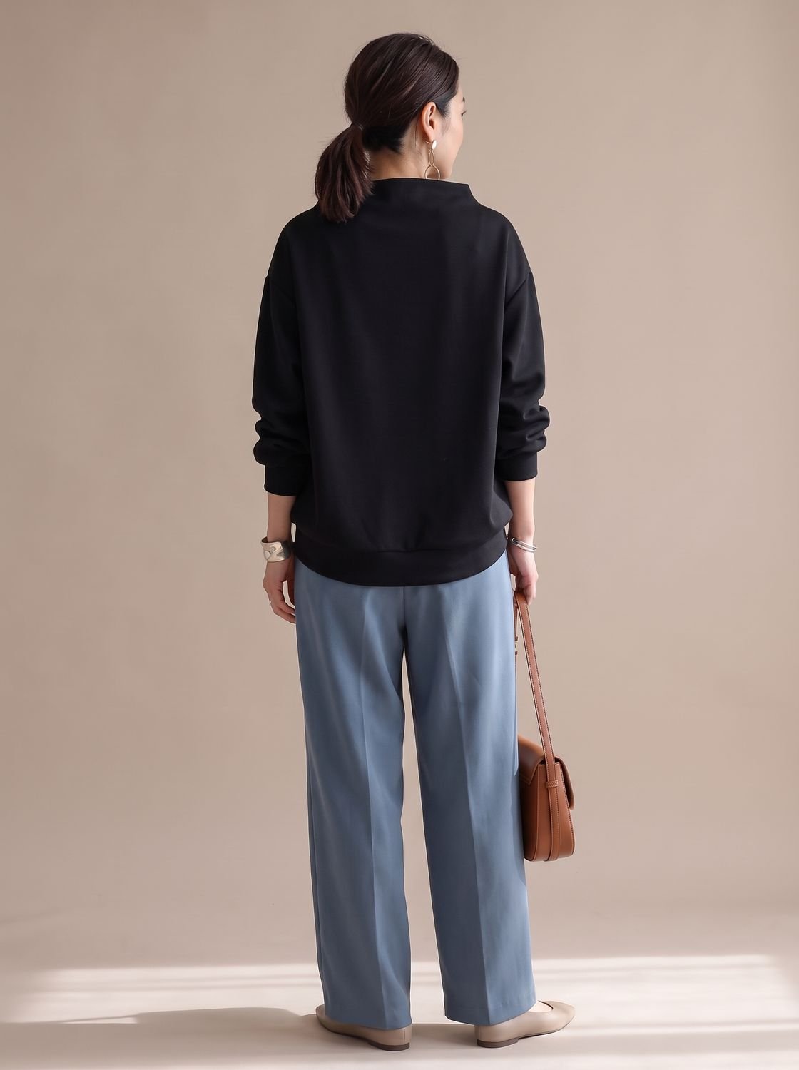 Women's Relaxed-Fit Mock-Neck Long-Sleeve Pullover Top
