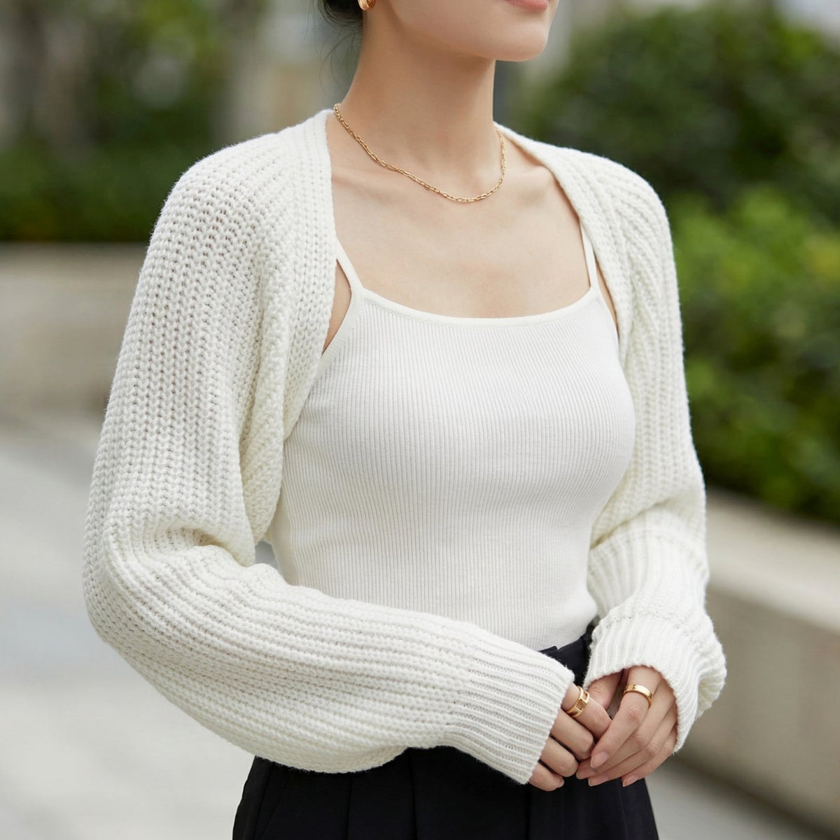 Women's Ribbed Knit Cropped Bolero Shrug Cardigan
