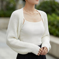 Women's Ribbed Knit Cropped Bolero Shrug Cardigan