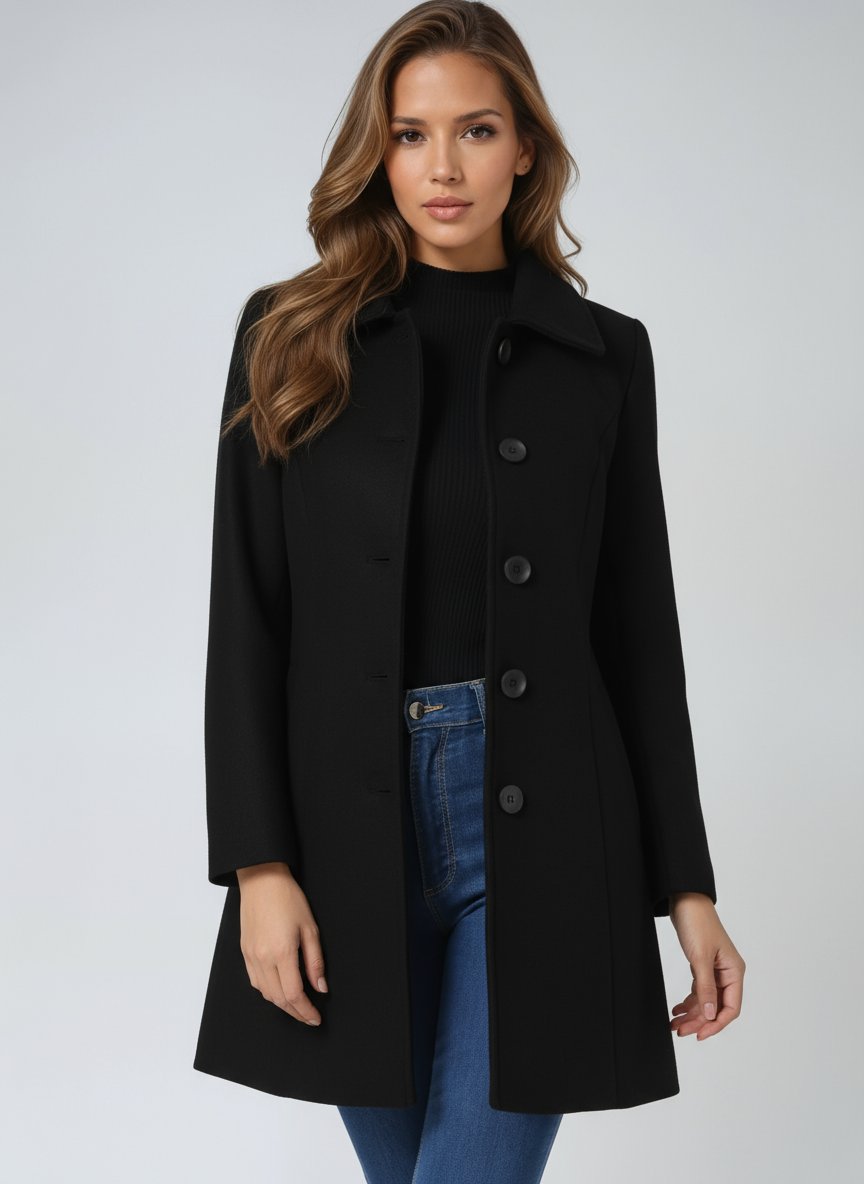 Women's Single-Breasted Structured Lapel Winter Coat