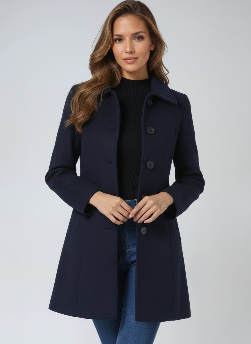 Women's Single-Breasted Structured Lapel Winter Coat