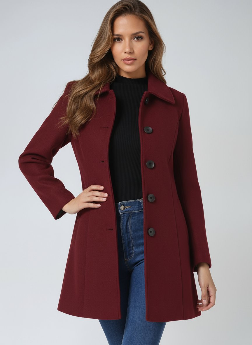 Women's Single-Breasted Structured Lapel Winter Coat