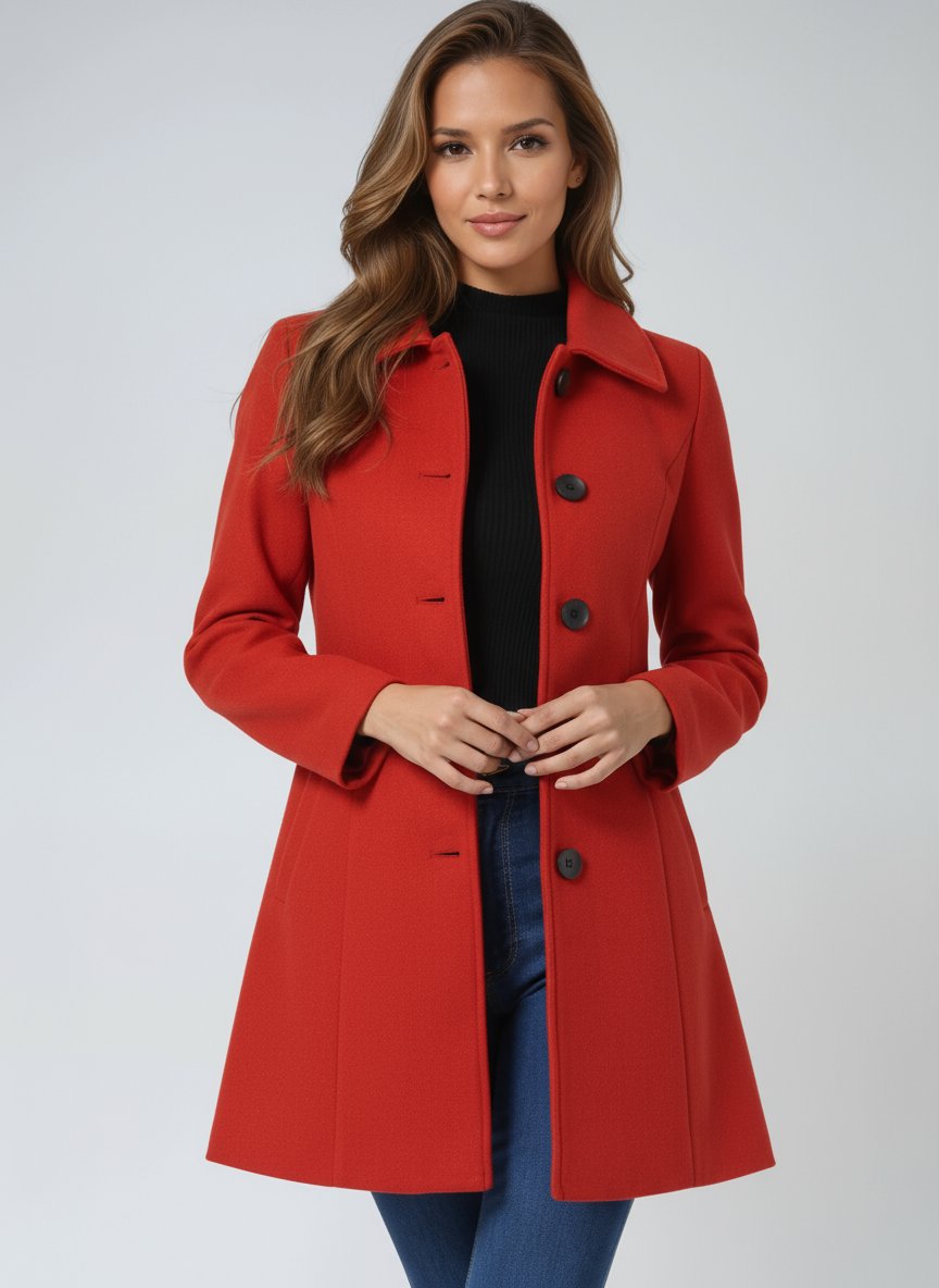 Women's Single-Breasted Structured Lapel Winter Coat
