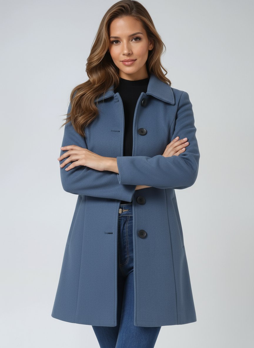 Women's Single-Breasted Structured Lapel Winter Coat