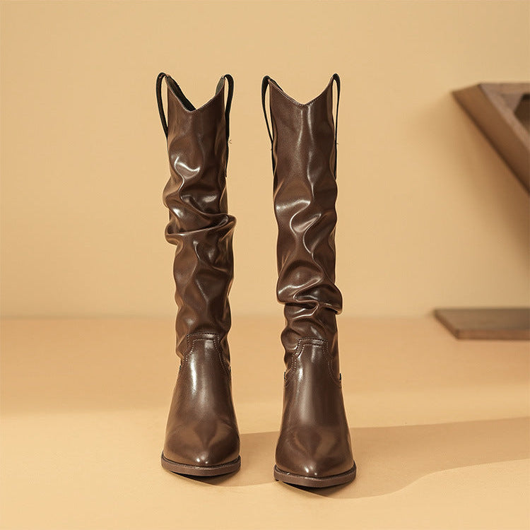 Women's Slouch Boots with Block Heel