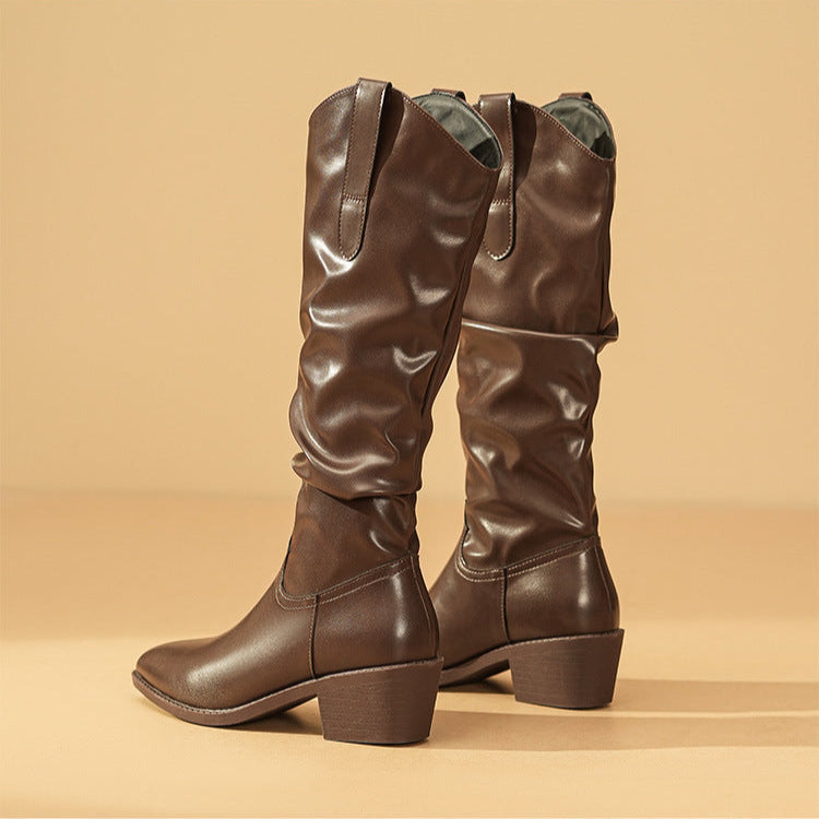 Women's Slouch Boots with Block Heel
