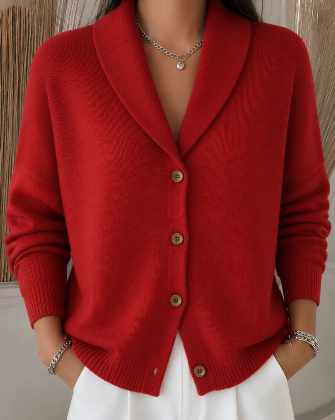 Women's Soft Knit Collared Button-Up Cardigan – Relaxed Style for Everyday Comfort