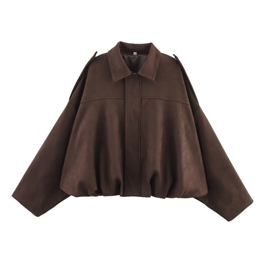 Women's Soft Oversized Suede Jacket for Everyday Style