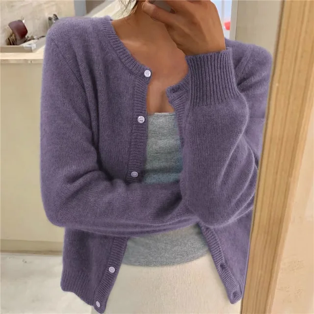 Women's Solid Color Knit Cardigan