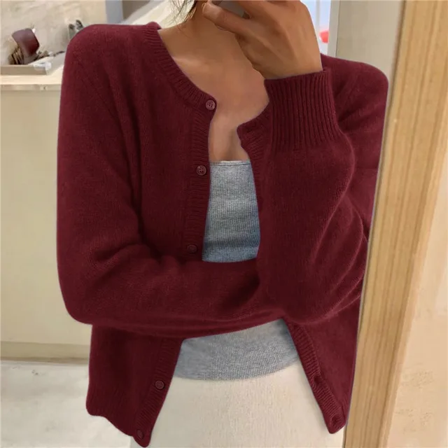 Women's Solid Color Knit Cardigan