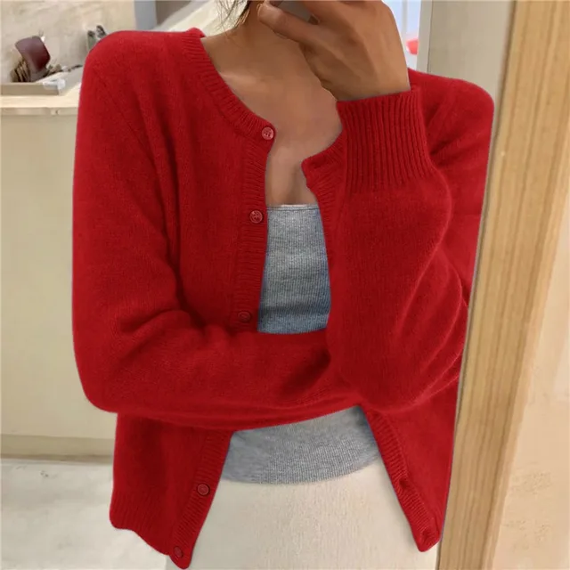 Women's Solid Color Knit Cardigan