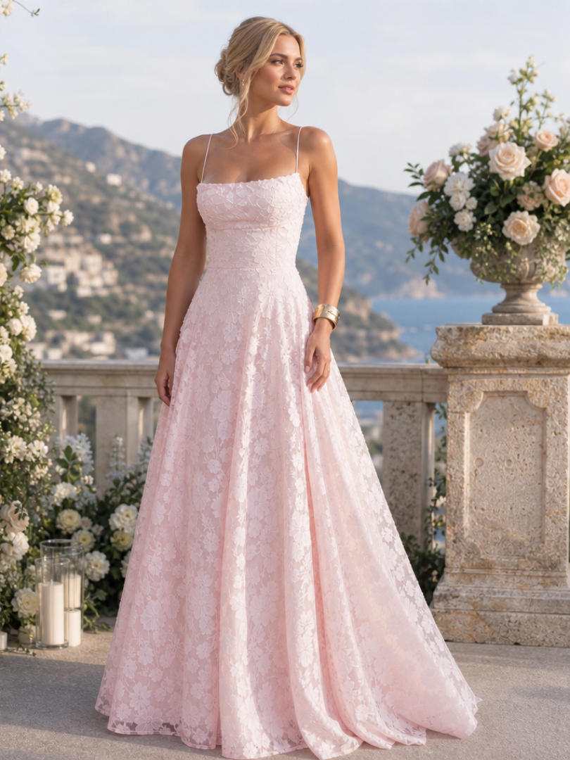 Women's Spaghetti Strap A-Line Maxi Dress