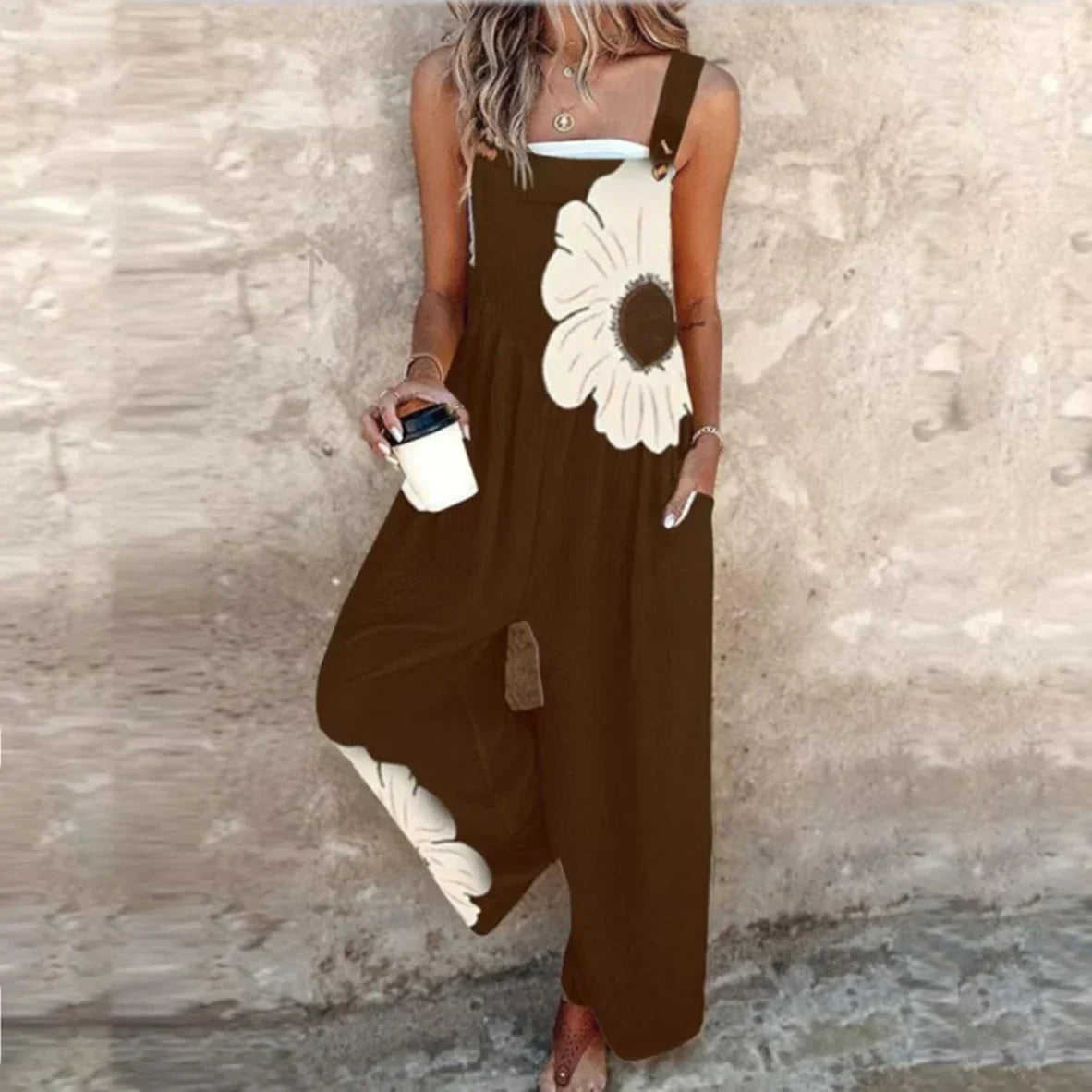 Women's Square Neck Floral Jumpsuit