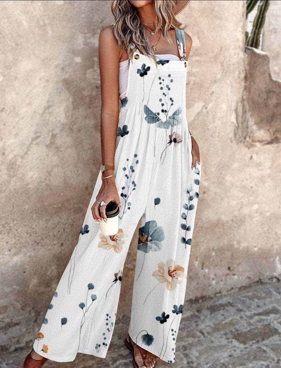 Women's Square Neck Wide-Leg Cropped Jumpsuit