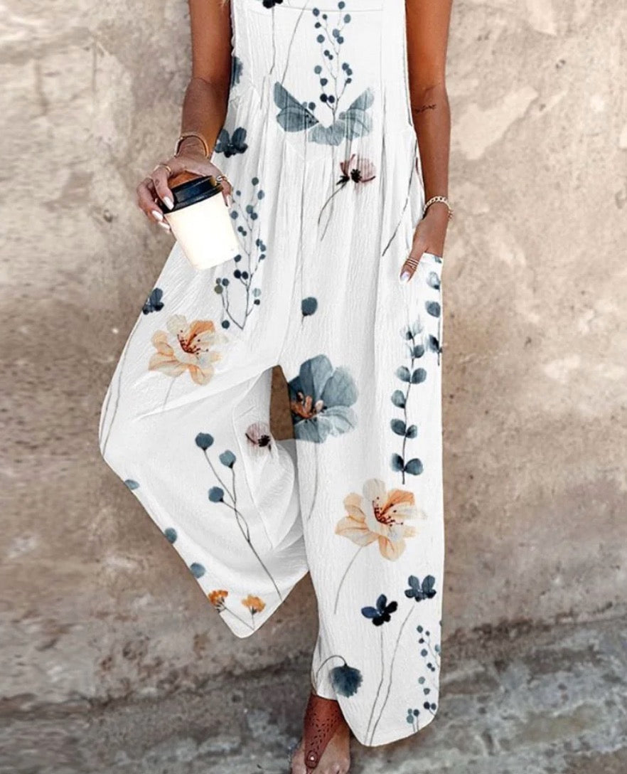 Women's Square Neck Wide-Leg Cropped Jumpsuit
