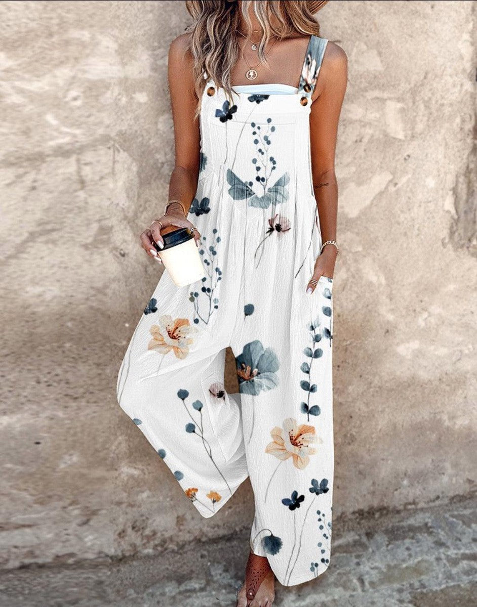 Women's Square Neck Wide-Leg Cropped Jumpsuit