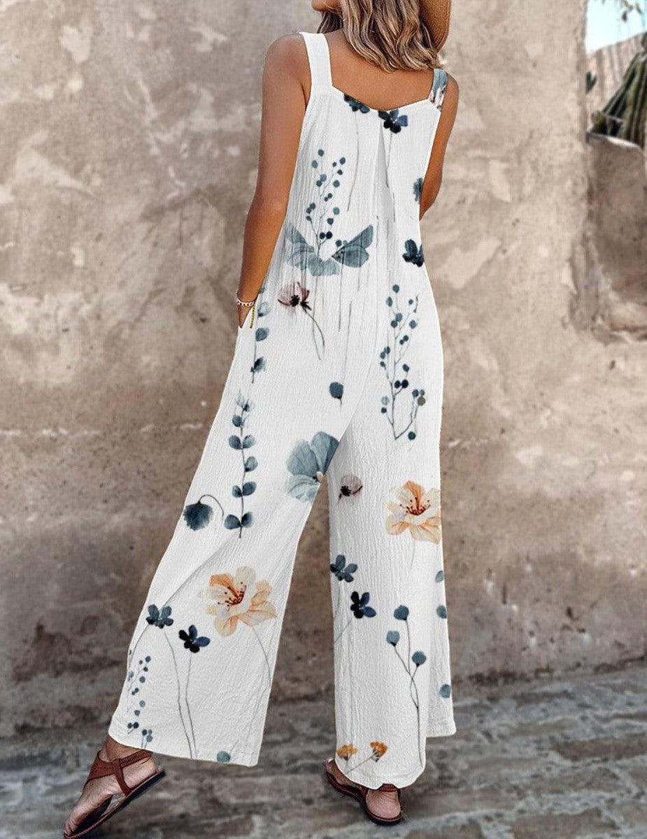 Women's Square Neck Wide-Leg Cropped Jumpsuit