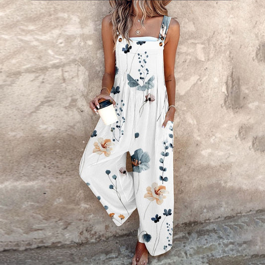 Women's Square Neck Wide-Leg Cropped Jumpsuit