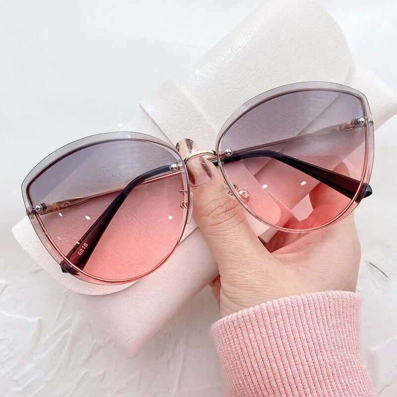 Women's Sunglasses, Rimless Cat Eye Shape UV400
