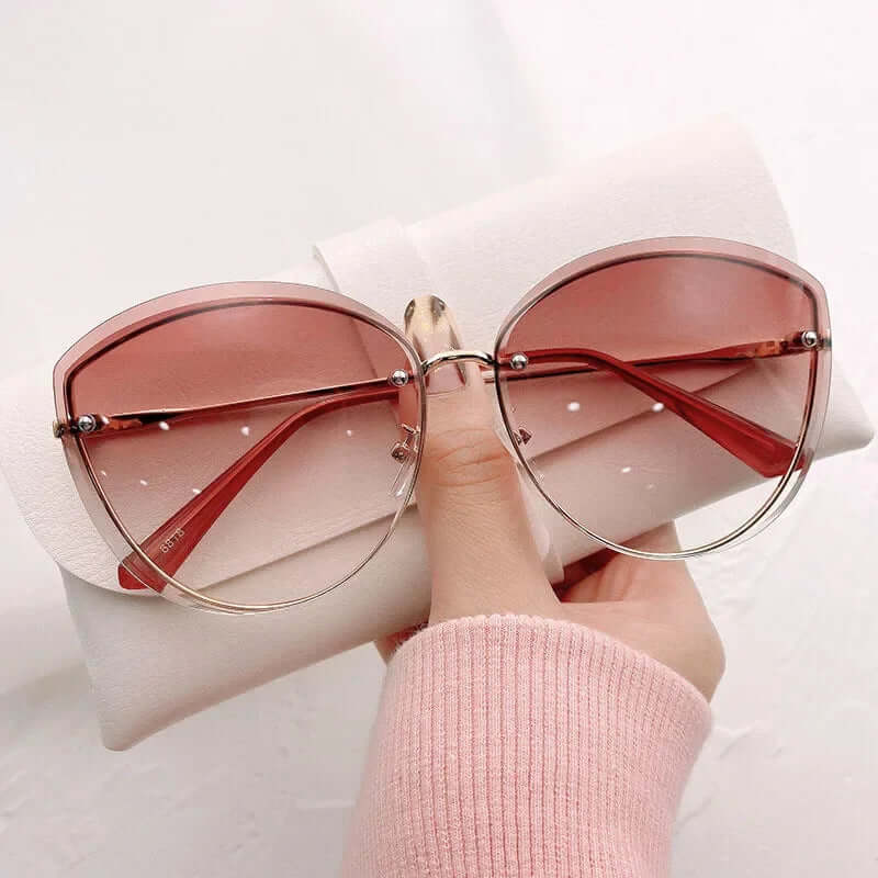 Women's Sunglasses, Rimless Cat Eye Shape UV400