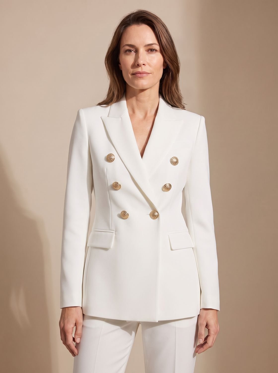 Women's Tailored Double-Breasted Gold-Button Blazer