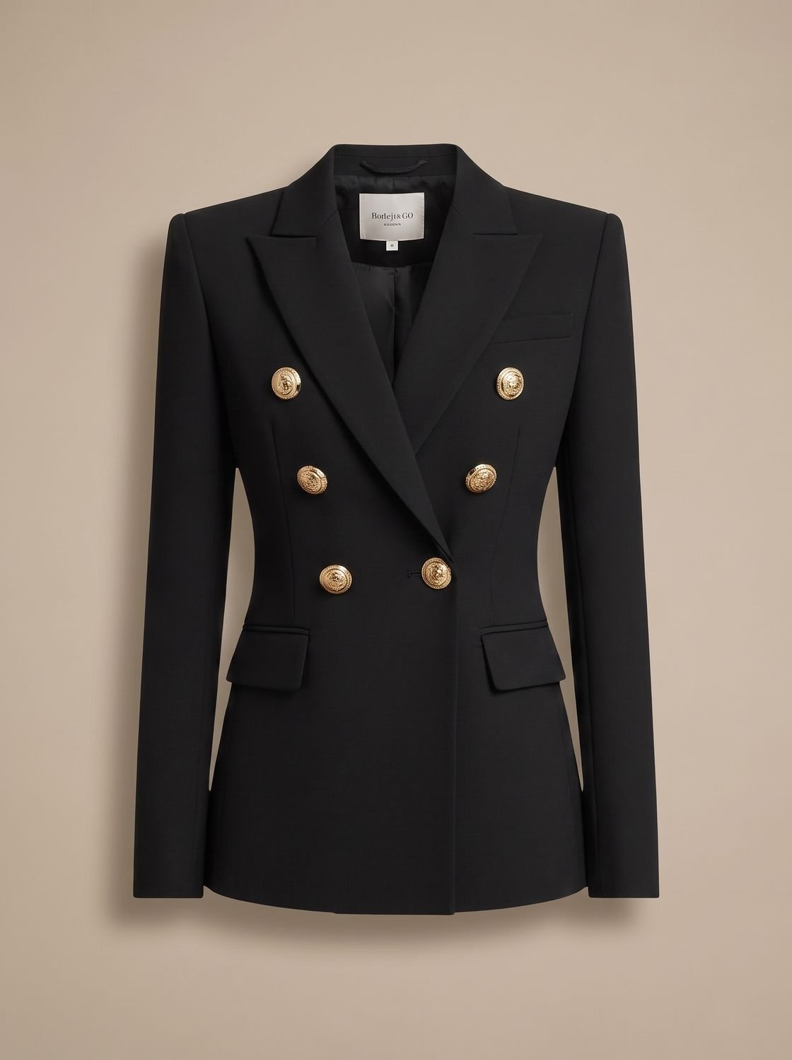 Women's Tailored Double-Breasted Gold-Button Blazer