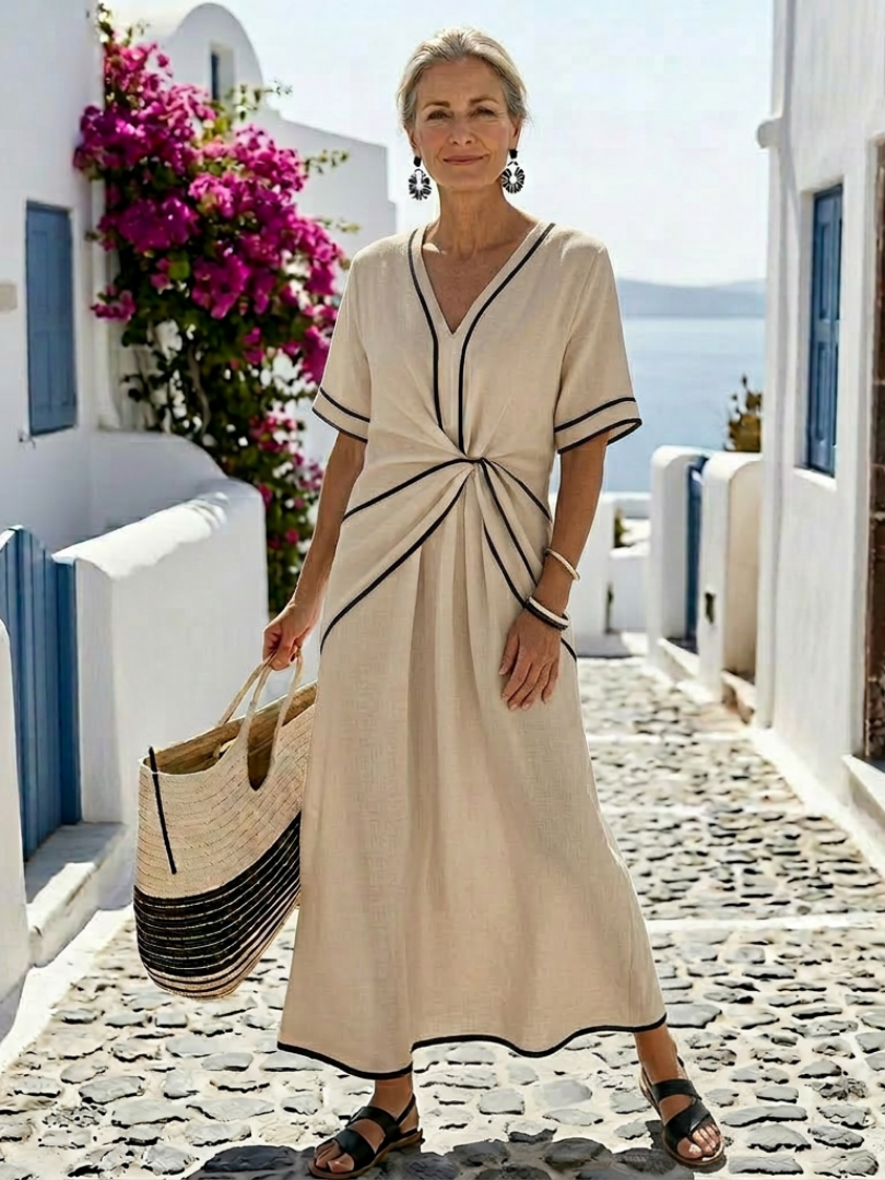 Women's Twisted V-Neck Midi Dress