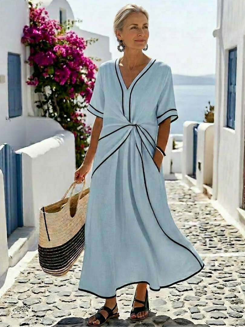 Women's Twisted V-Neck Midi Dress