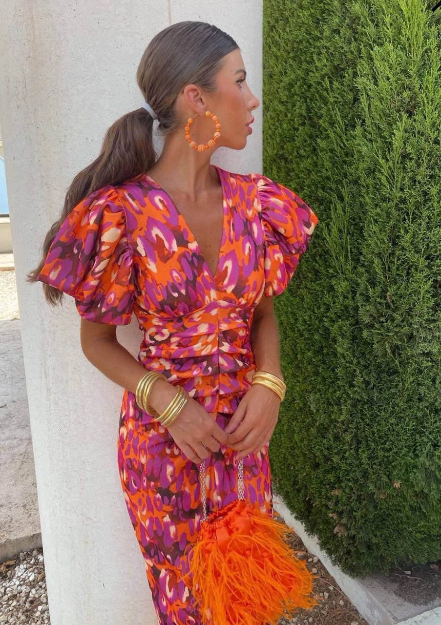 Women's V-Neck Bodycon Midi Dress