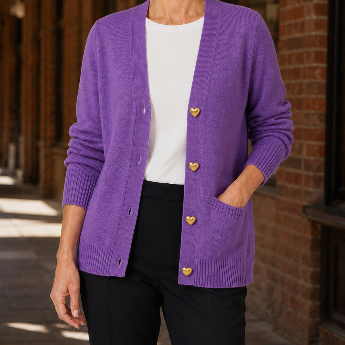 Women's V-Neck Button-Front Knitted Cardigan