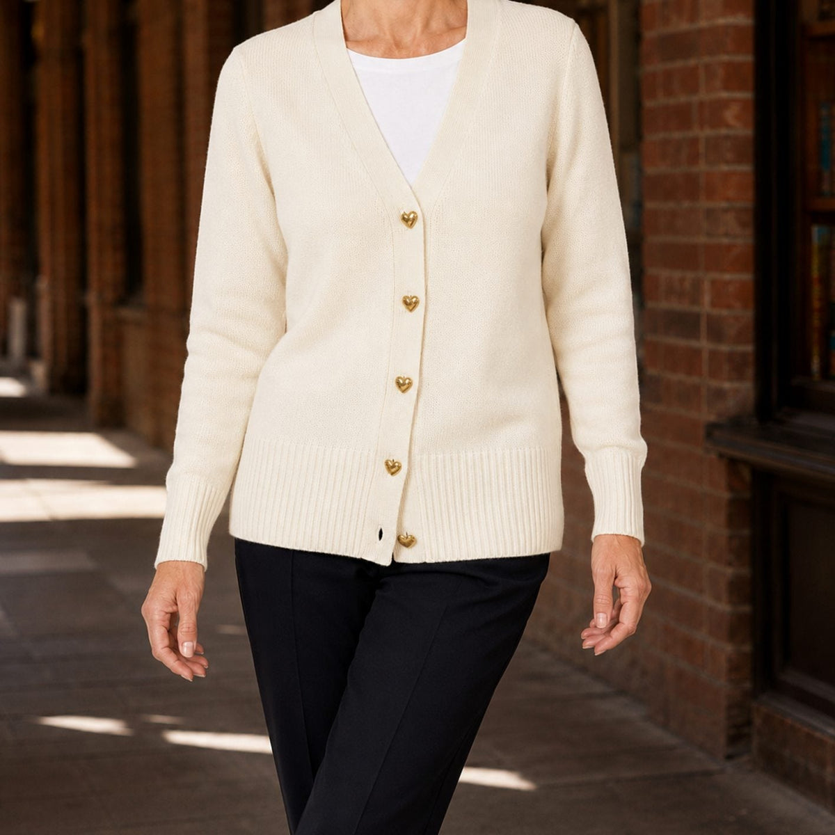 Women's V-Neck Button-Front Knitted Cardigan