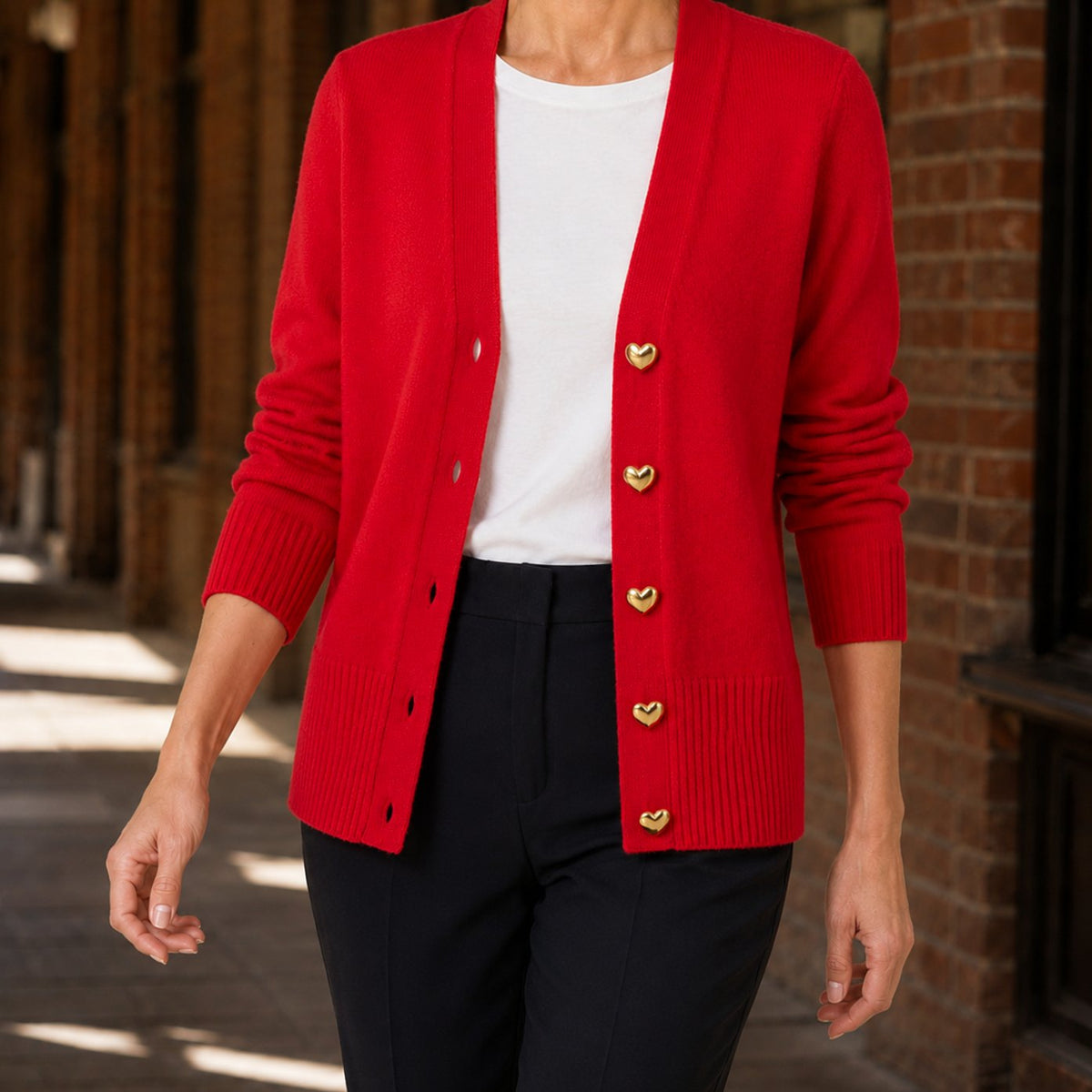 Women's V-Neck Button-Front Knitted Cardigan